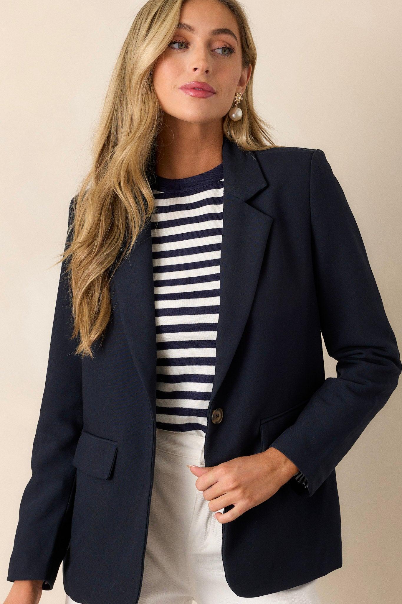 On A Power Trip Navy Blazer Product Image