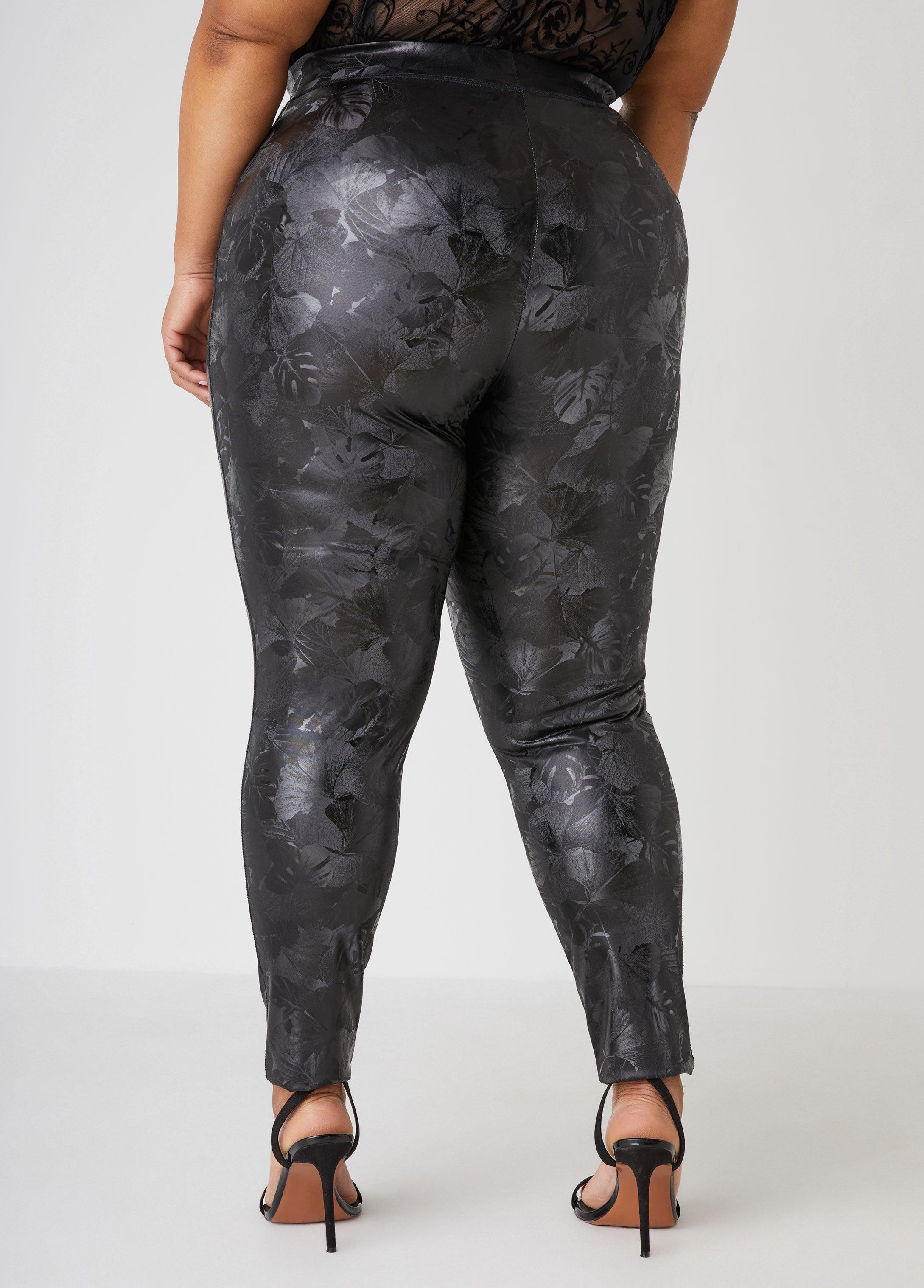 Plus Size Floral Liquid Leggings Ashley Stewart Product Image