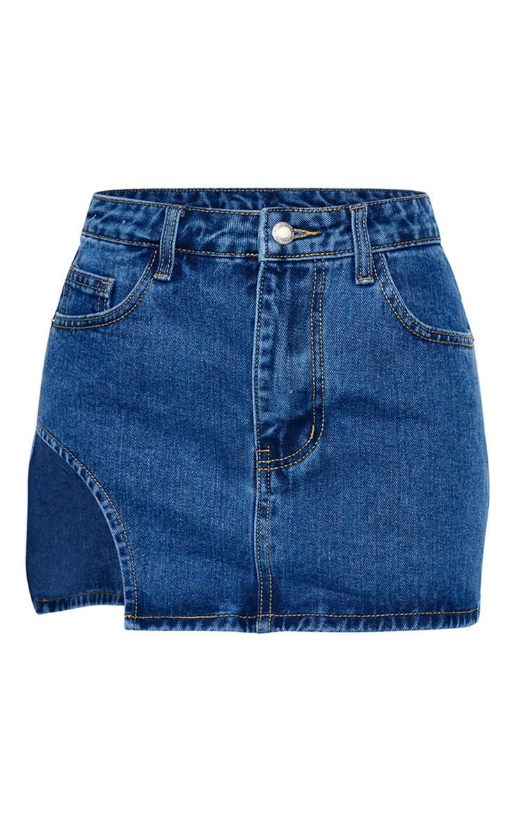 Petite Vintage Wash Micro Mini Cut Out Denim Skirt Product Image