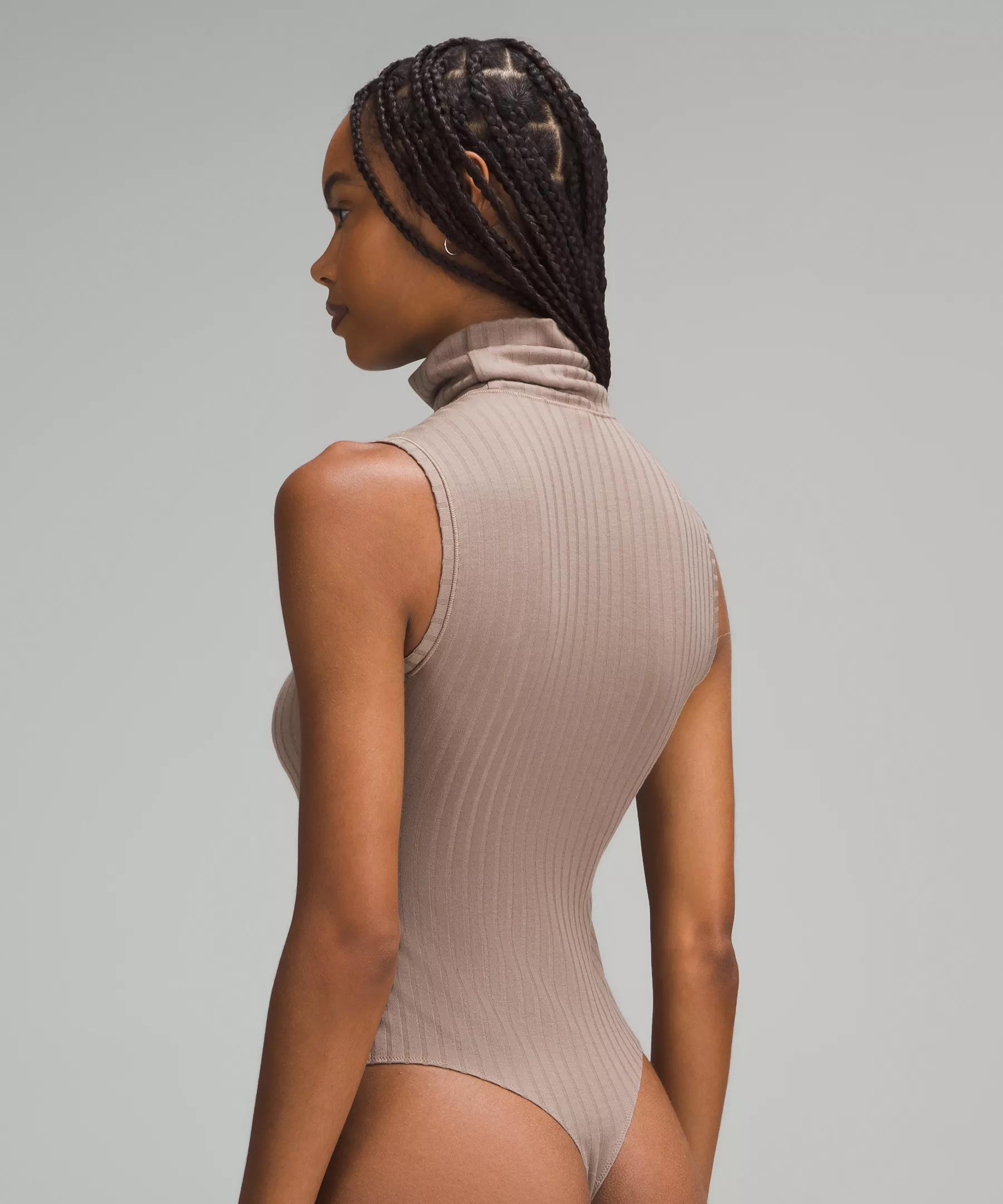 Ribbed Wool Turtleneck Sleeveless Bodysuit Product Image