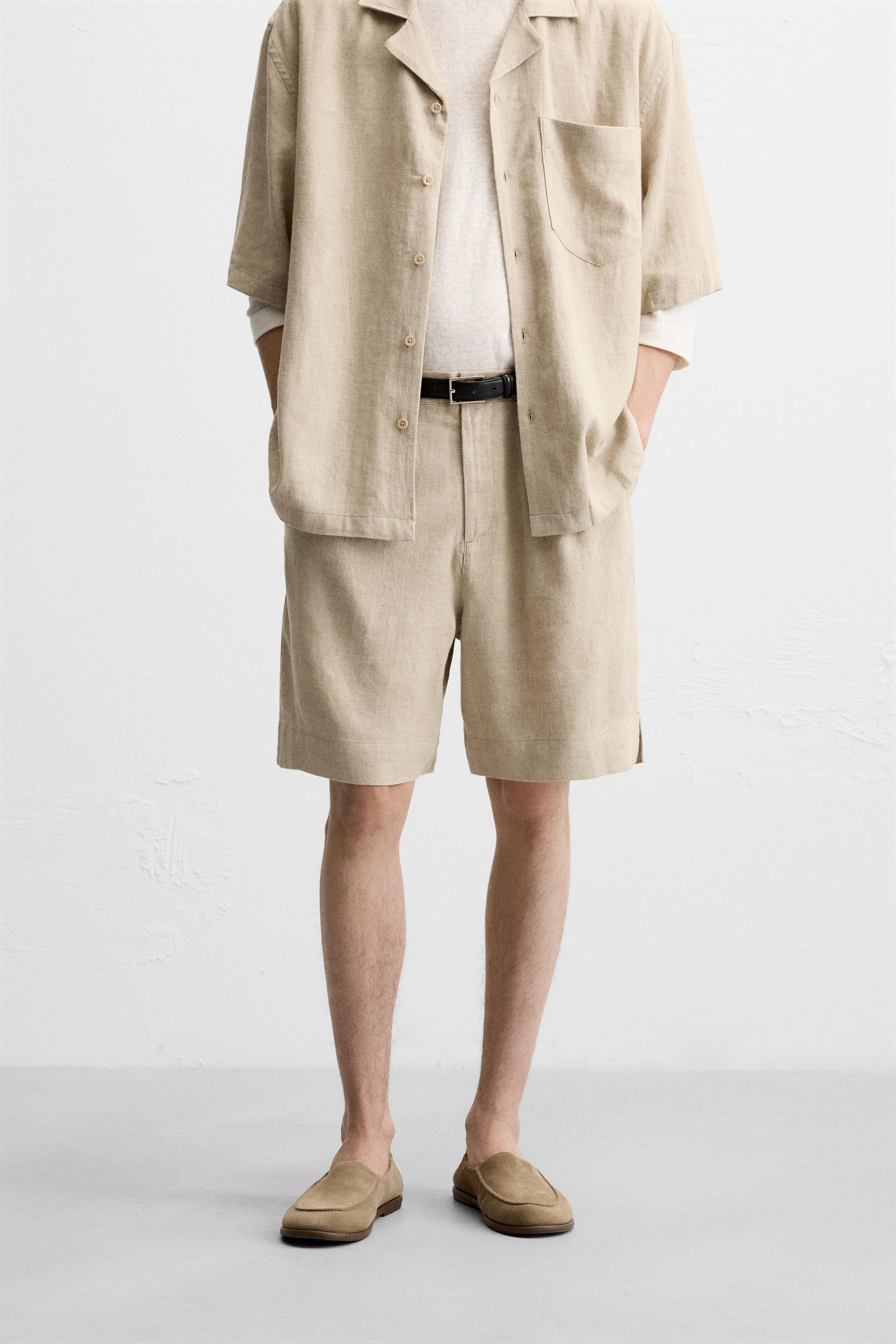 LINEN-VISCOSE OVERSIZED SHORTS Product Image