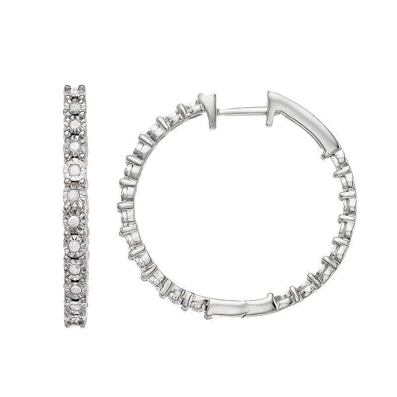 Diamond Brilliance 1/4 Carat T.W. Diamond Hoop Earrings, Women's, Sterling Silver Product Image