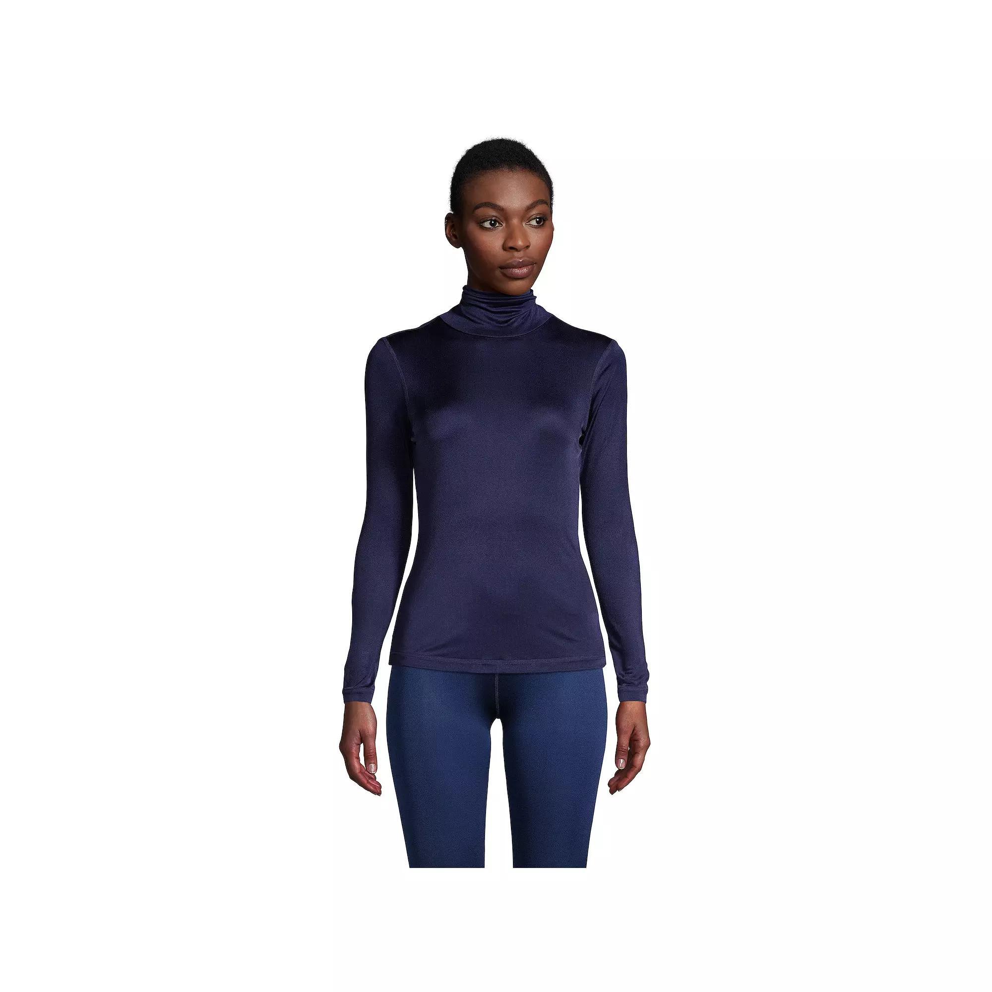 Women's Lands' End Silk Interlock Turtleneck Undershirt,  Product Image