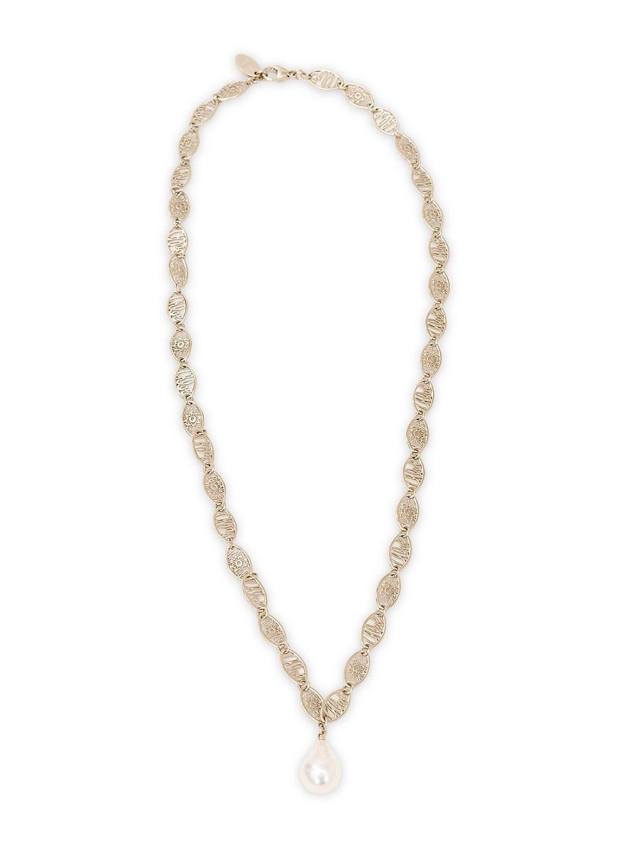 Womens Darcey Lace Vintage Gold & Cultured Freshwater Pearl Necklace Product Image