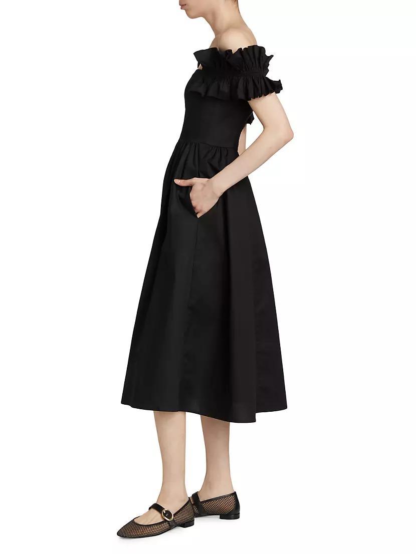 Anais Ruffle-Sleeve Midi-Dress Product Image