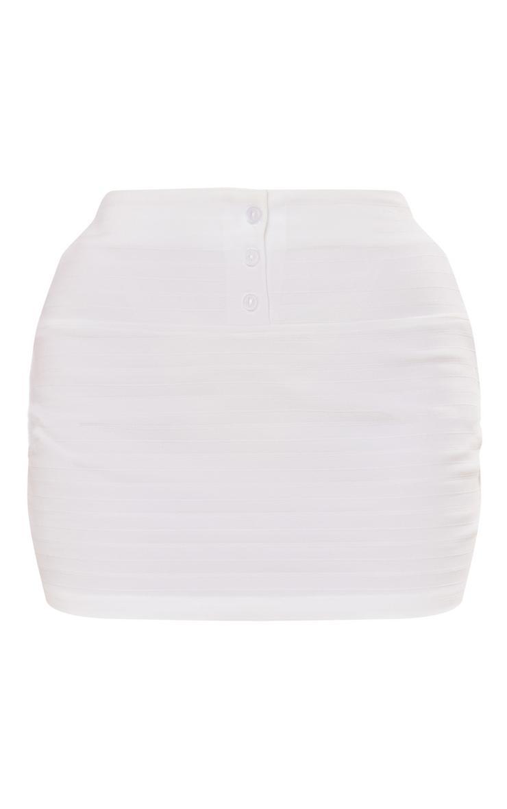 Cream Textured Stripe Button Detail Mini Skirt Product Image