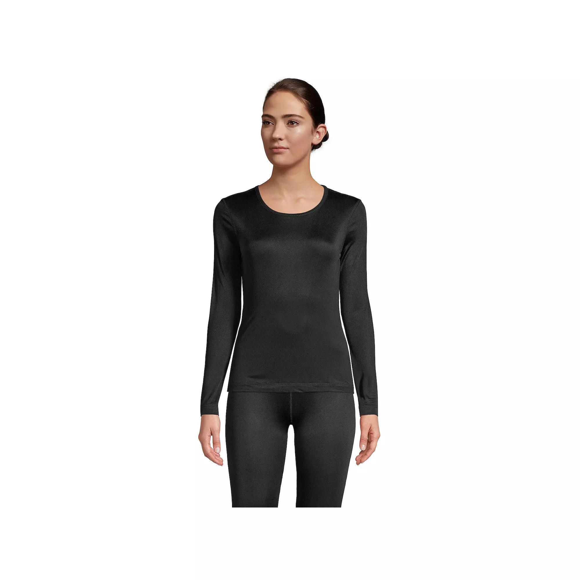 Petite Lands' End Silk Interlock Crewneck Undershirt, Women's, Size: Small Petite, Black Product Image