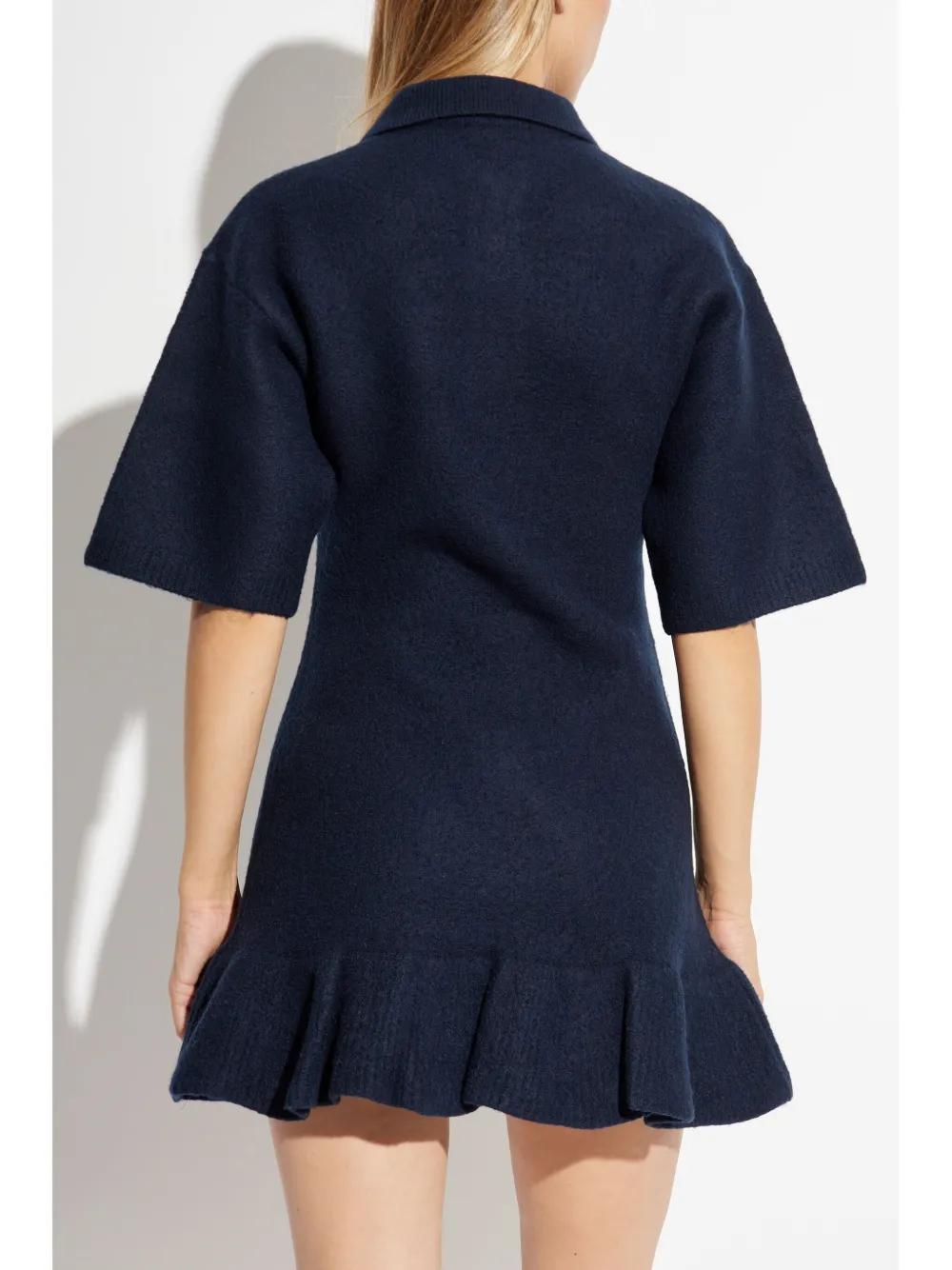 polo-collar wool minidress Product Image