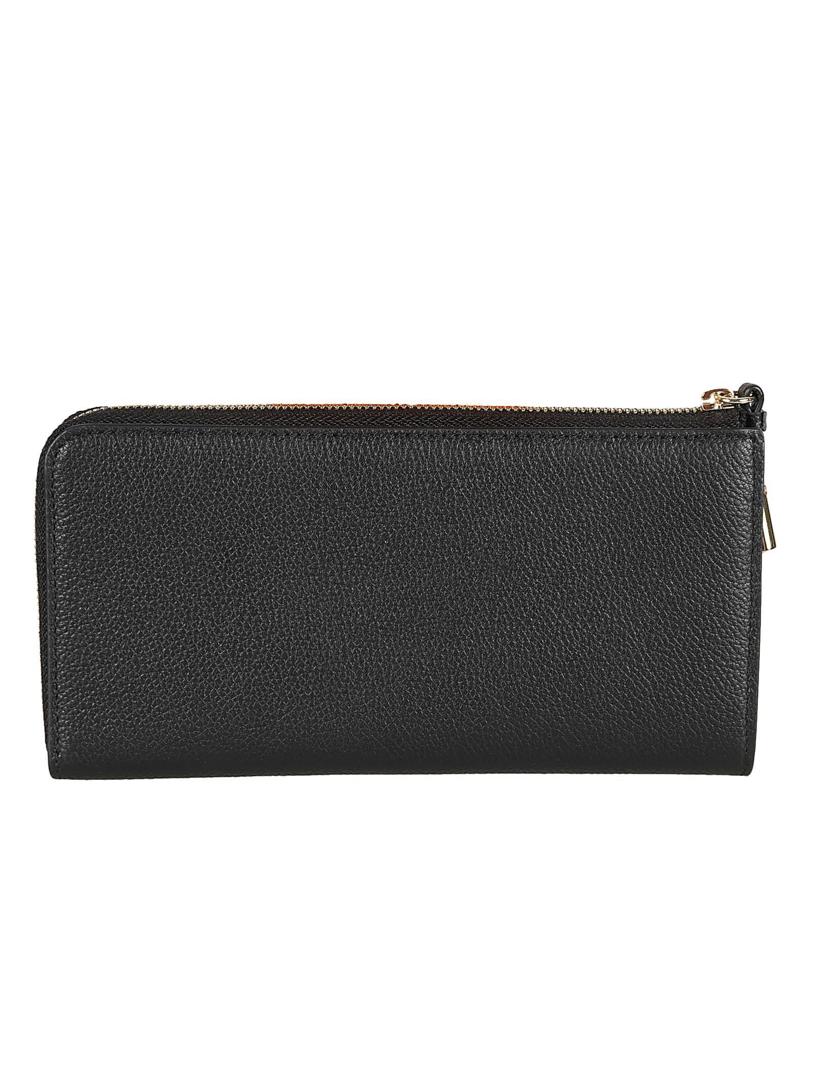 FURLA Black Leather Zip Around Wallet Product Image