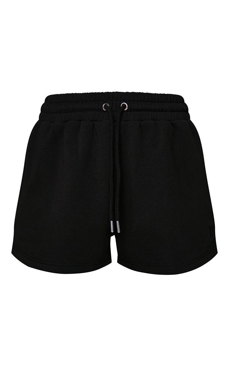 Black Embroidered Interlock Shorts Product Image