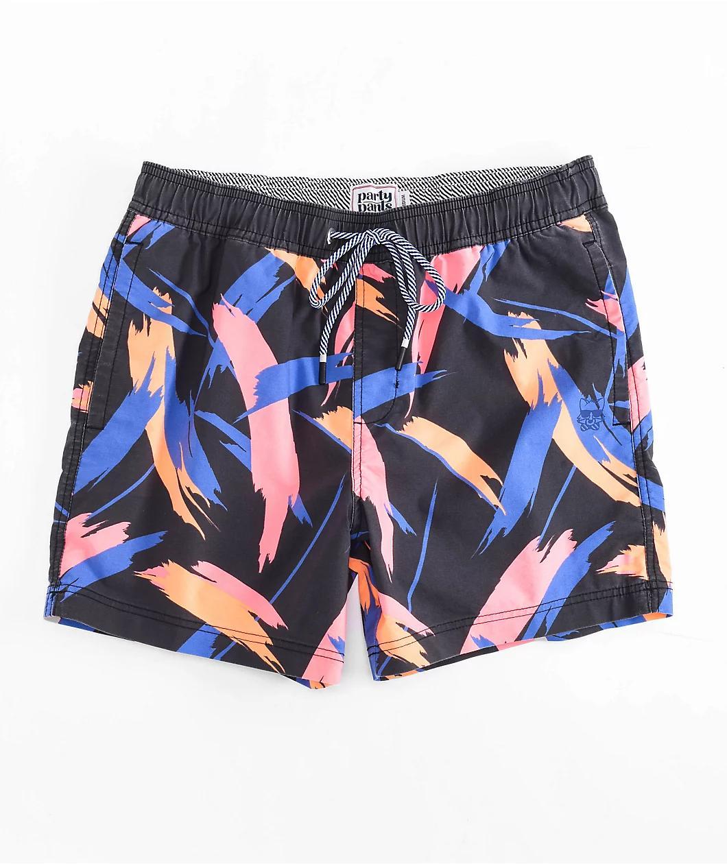 Party Pants Stroker Black, Orange & Blue Board Shorts Product Image