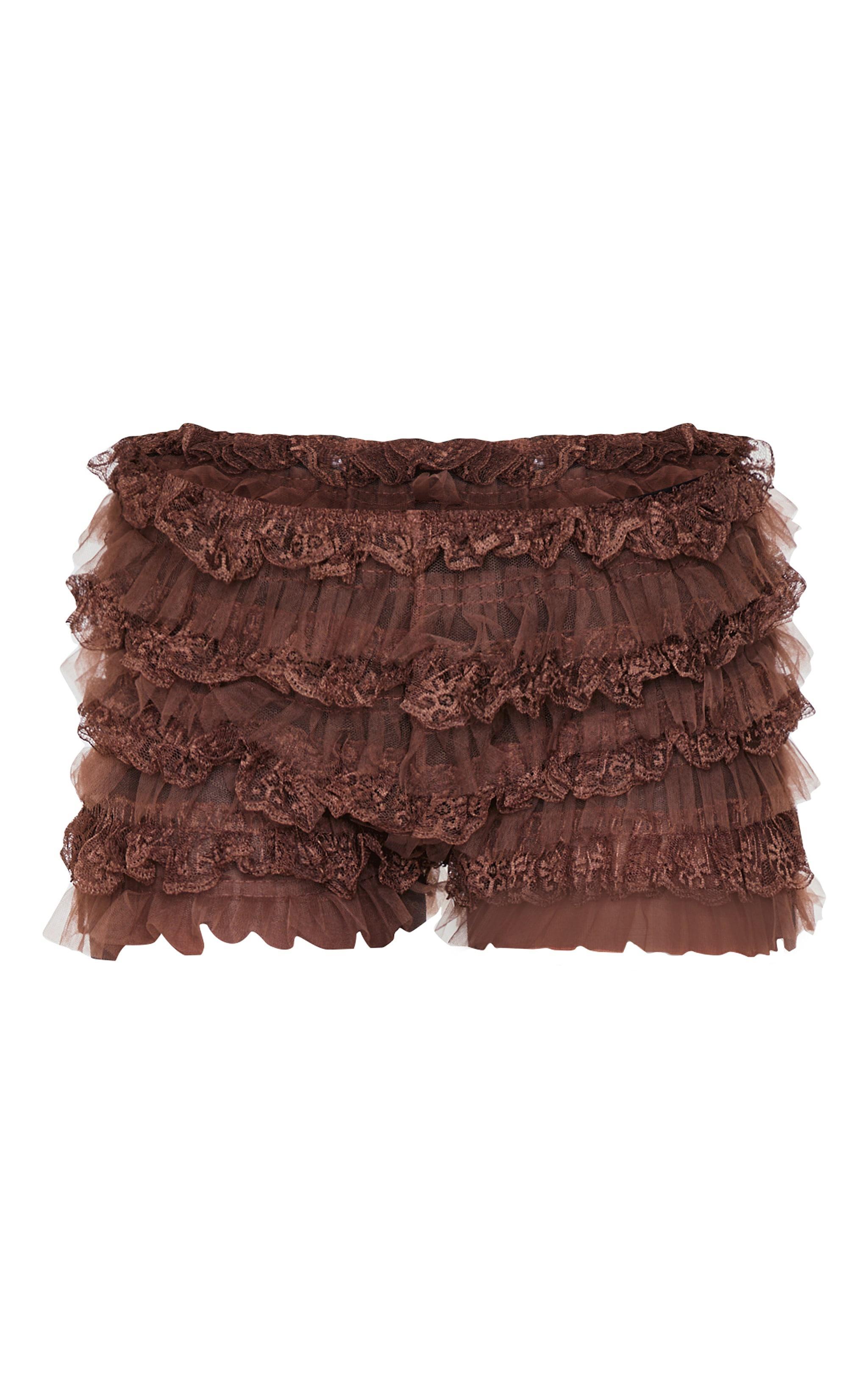 Chocolate Frill Mesh Bloomer Shorts Product Image