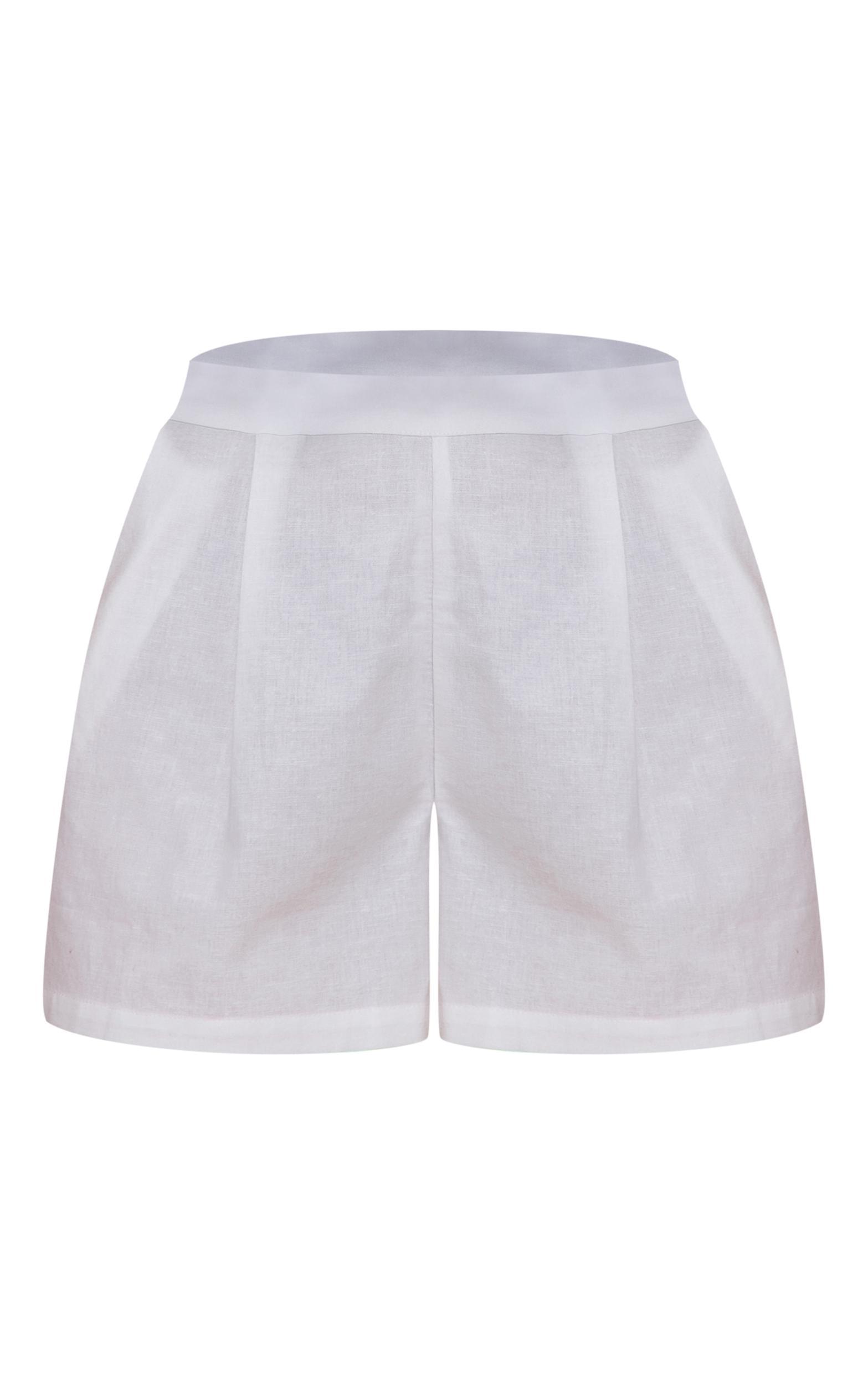 White Linen Look Oversized Detail Floaty Short Product Image