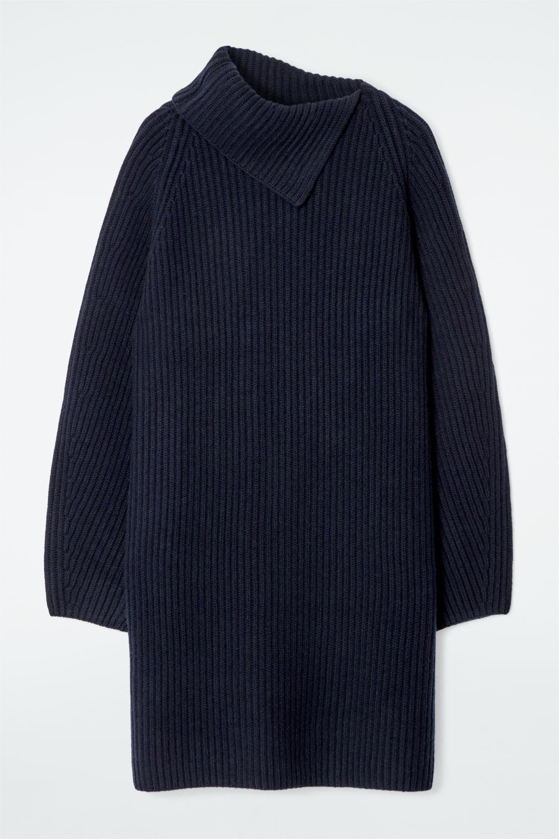 WRAP-COLLAR WOOL DRESS Product Image