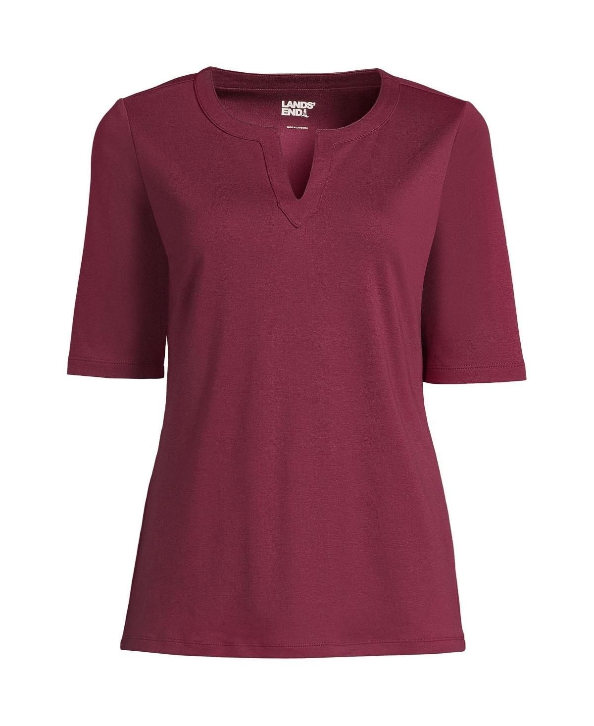 Womens Lands End Modern Half Sleeve Splitneck Top Dark Blue Blue Product Image