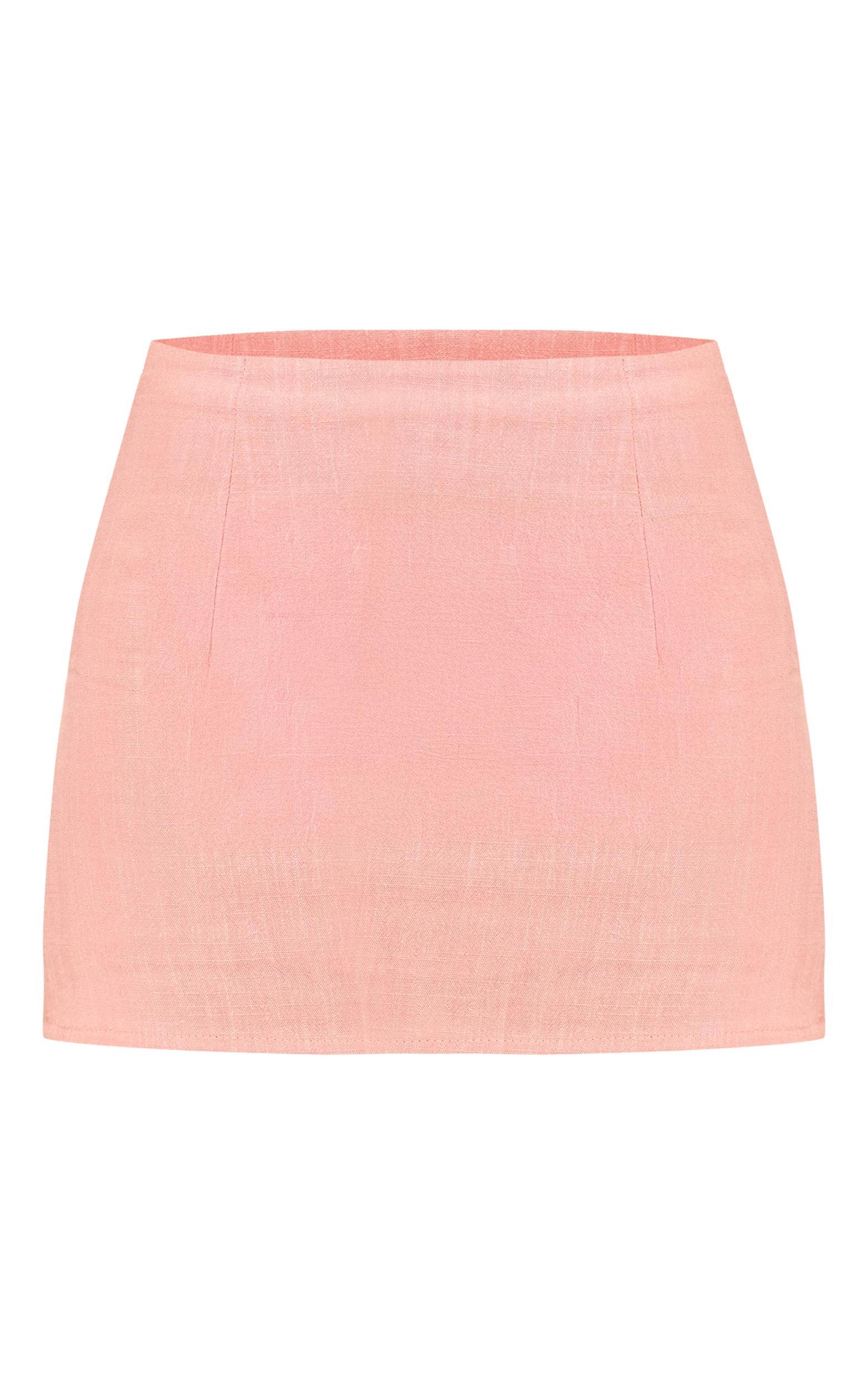  Peach Linen Look  Mini Skirt Product Image