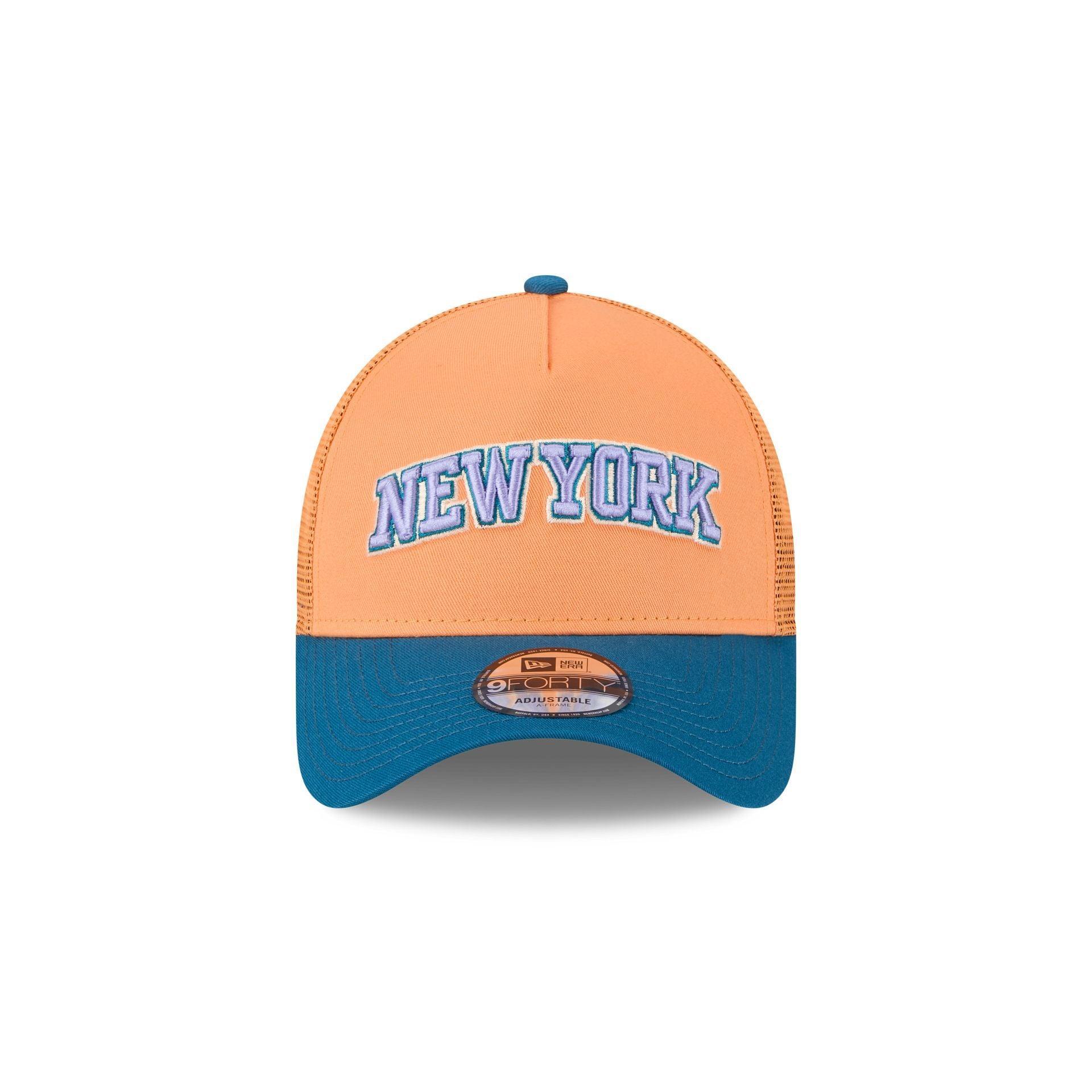 New York Knicks Orange Glaze 9FORTY A-Frame Trucker Hat Male Product Image