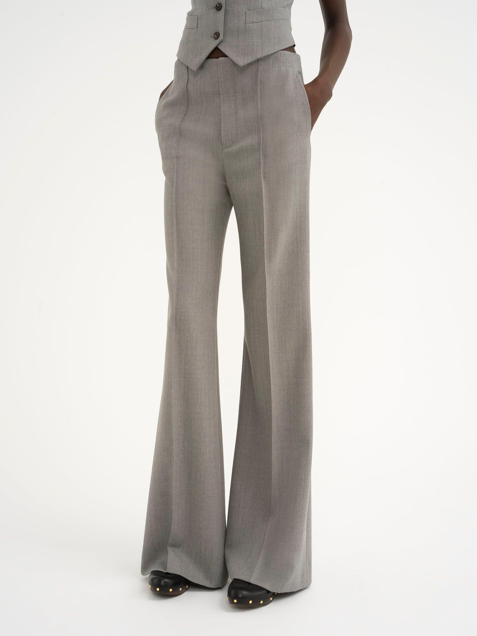 Flare pants in wool grain de poudre Product Image