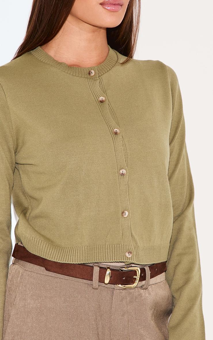 Olive Basic Button Up Knit Cardigan Product Image
