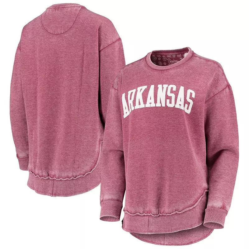 Women's Pressbox Cardinal Arkansas Razorbacks Vintage Wash Pullover Sweatshirt,  Product Image