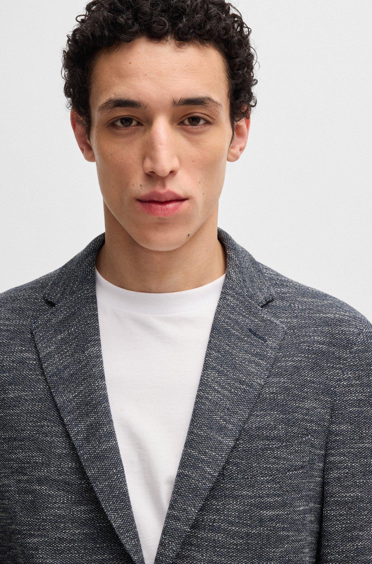 Slim-fit suit jacket in micro-patterned stretch fabric Product Image
