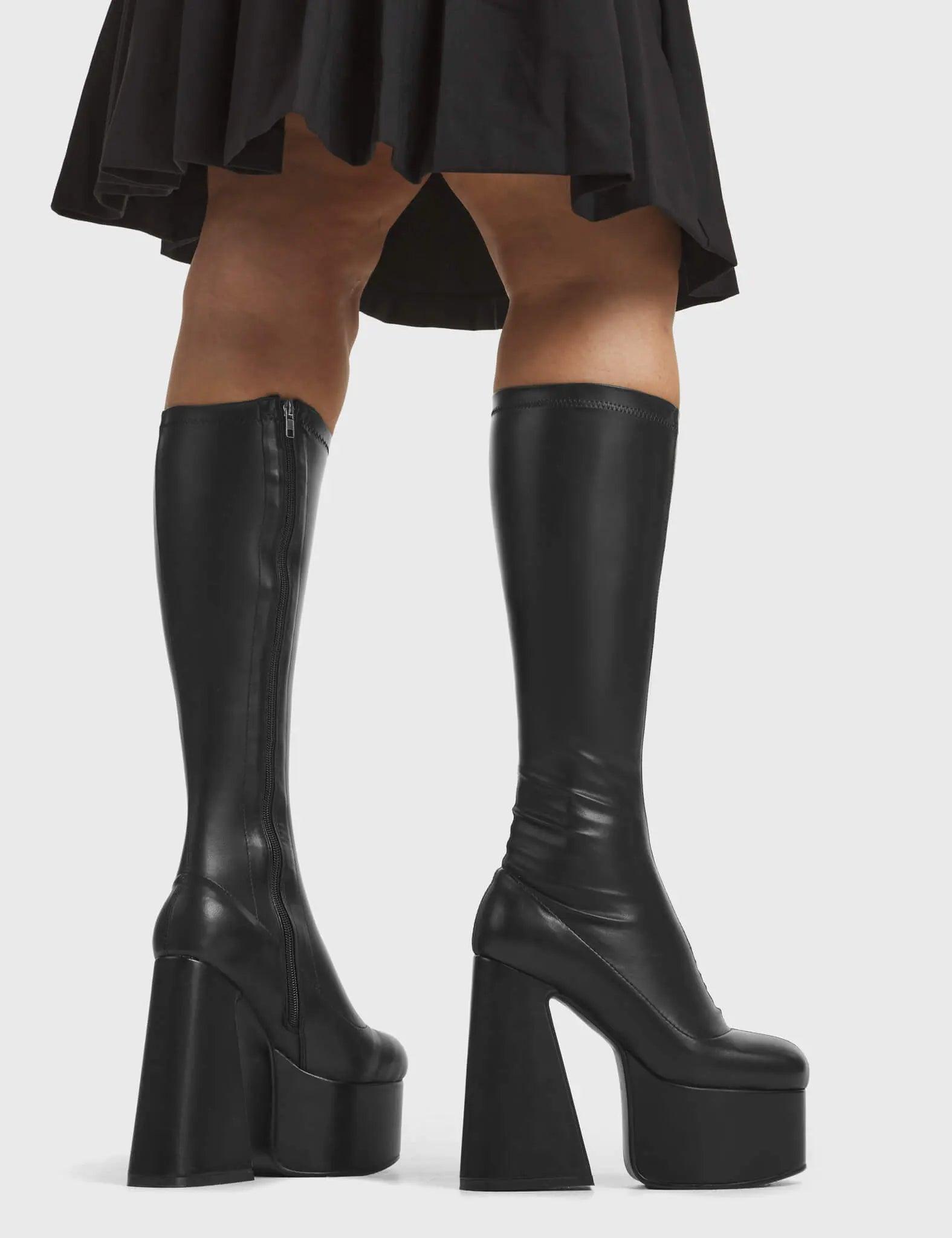 Hate You Super Stretch Platform Knee High Boots Product Image