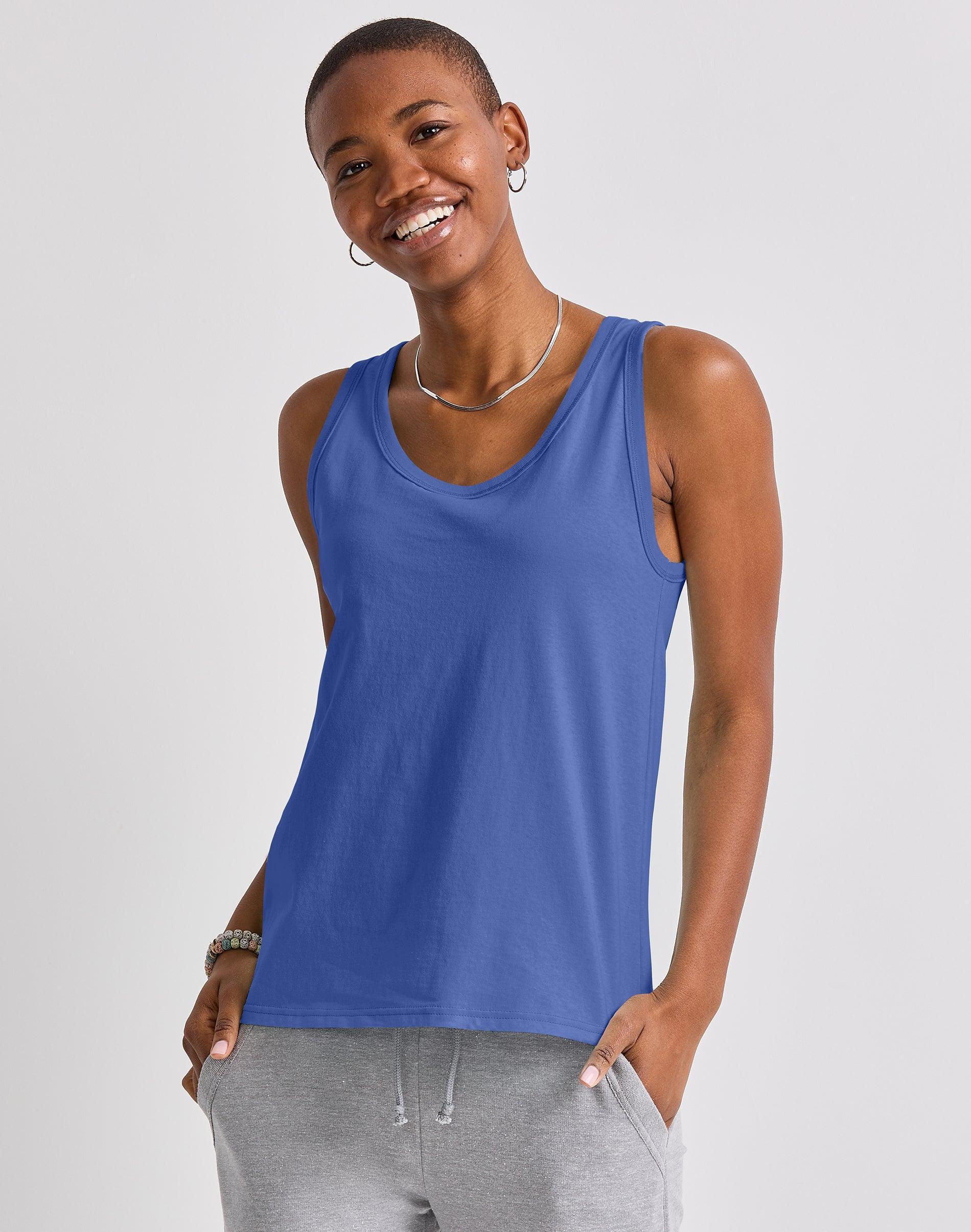 Hanes Essentials Womens Cotton Tank Athletic Navy XS Product Image