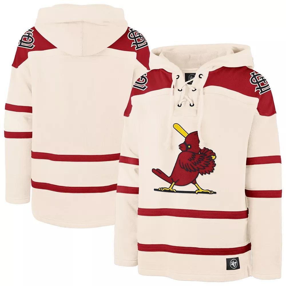 Men's '47 Cream St. Louis Cardinals Superior Lacer Pullover Hoodie, Size: Medium, Beige Product Image