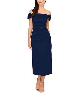 Womens Stretch Mikado Off-the-Shoulder Midi-Dress Product Image