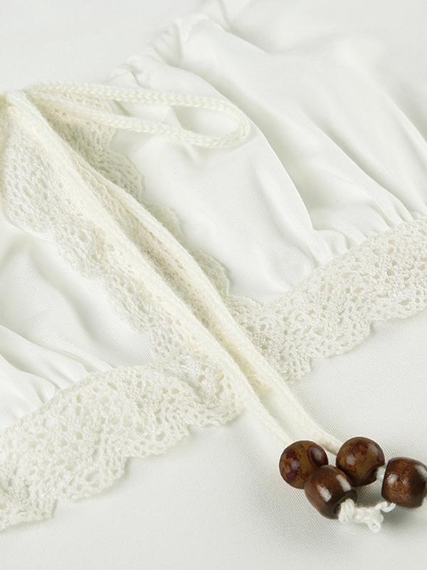 Beaded Drawstring Short Sleeve Tee Product Image