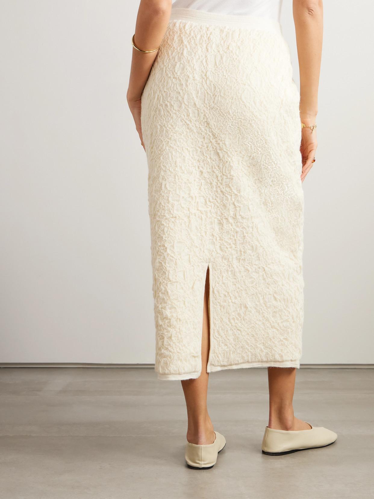 LAUREN MANOOGIAN + Net Sustain Stretch-alpaca Cloqué Midi Skirt In Cream Product Image