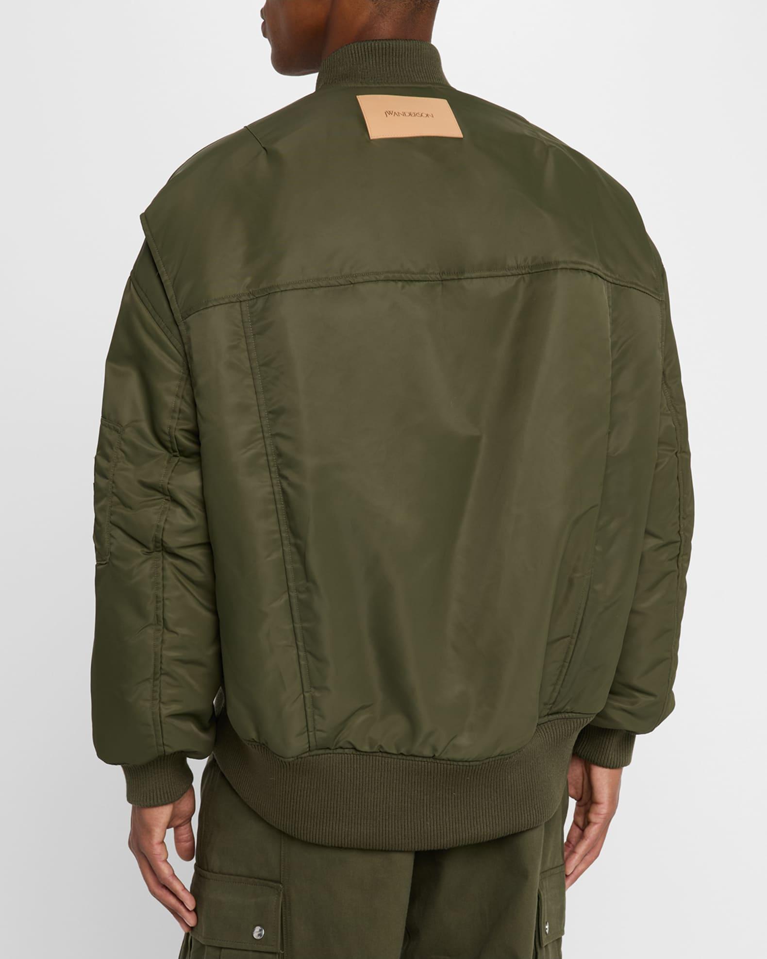 Men's Oversized Curved-Hem Bomber Jacket Product Image