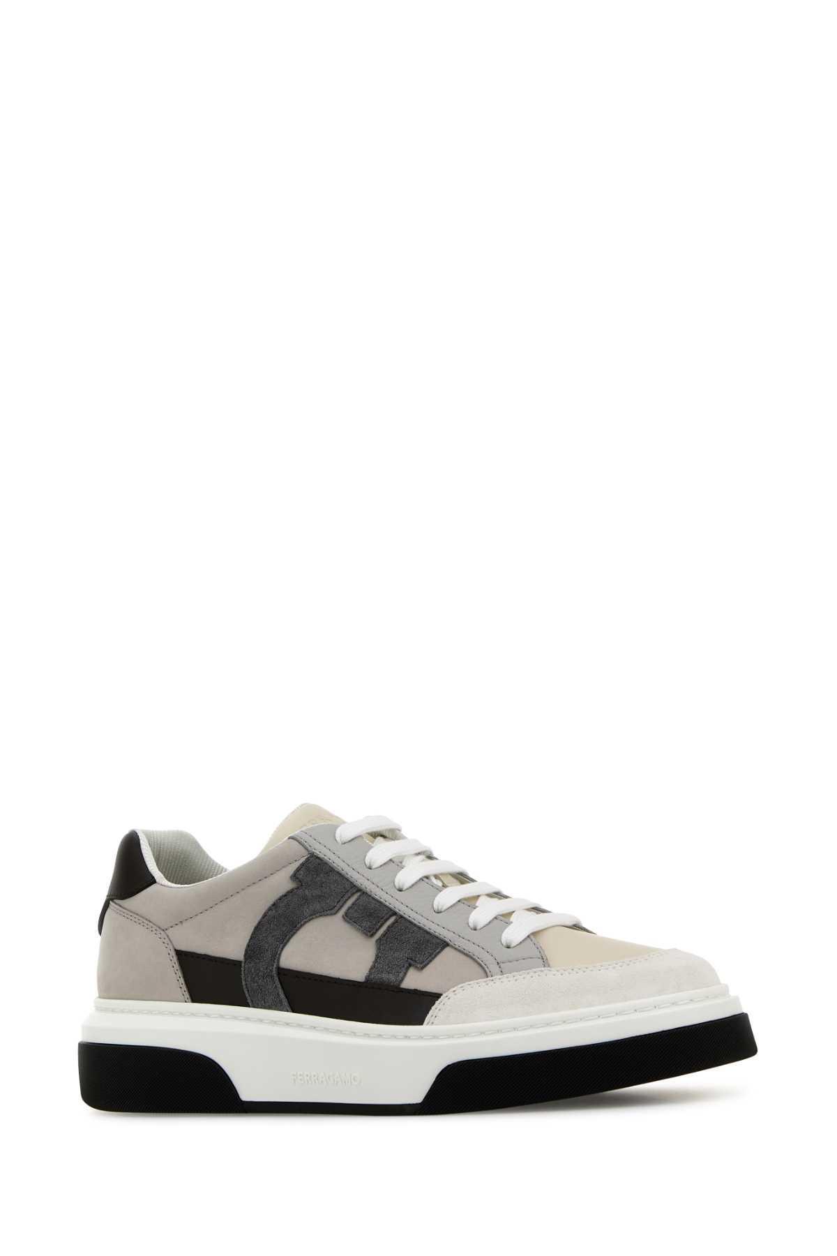 FERRAGAMO Multicolor Leather Cassina Sneakers In Crosta Product Image