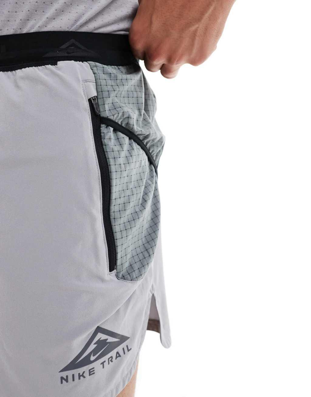 Nike Running Trail logo 5 inch shorts in gray Product Image