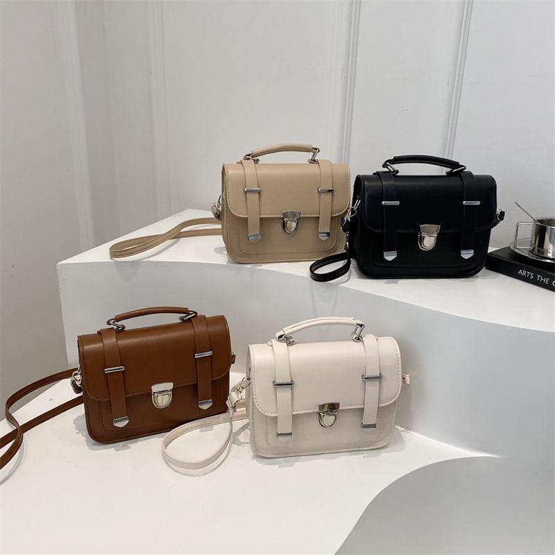 Faux Leather Crossbody Satchel Product Image