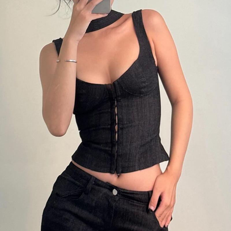 Square-Neck Plain Bustier Top Product Image