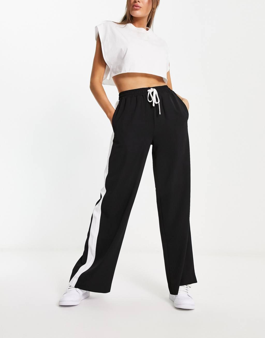 ASOS DESIGN pull on pants with contrast panel Product Image