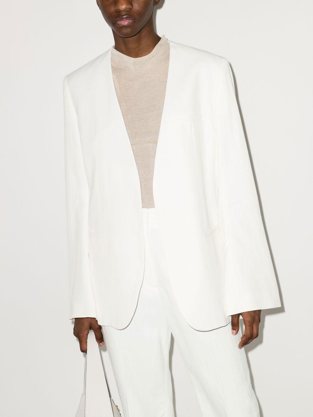 Collarless Single-breasted Blazer In White Product Image