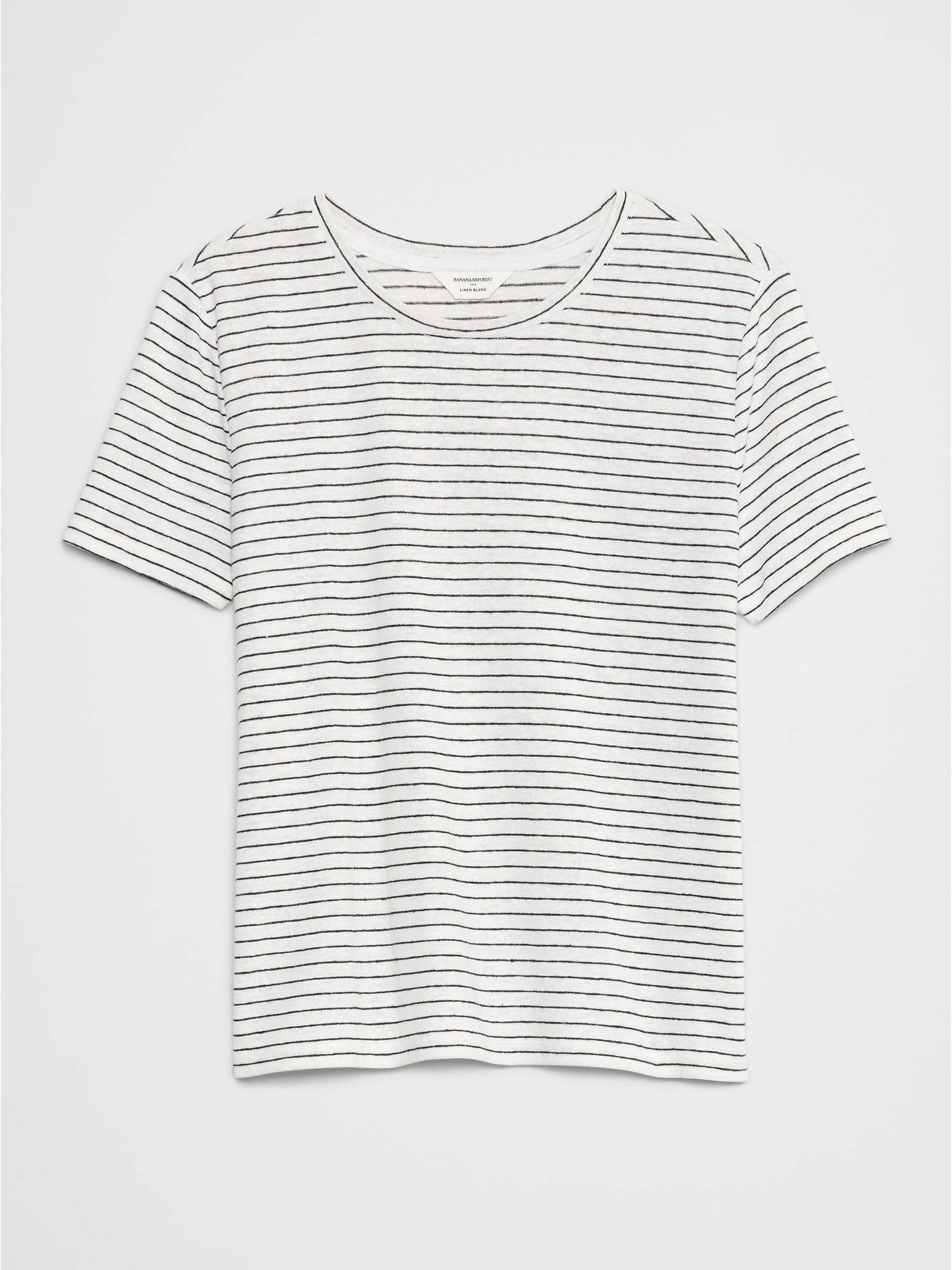 Linen-Blend Crew-Neck Top Product Image