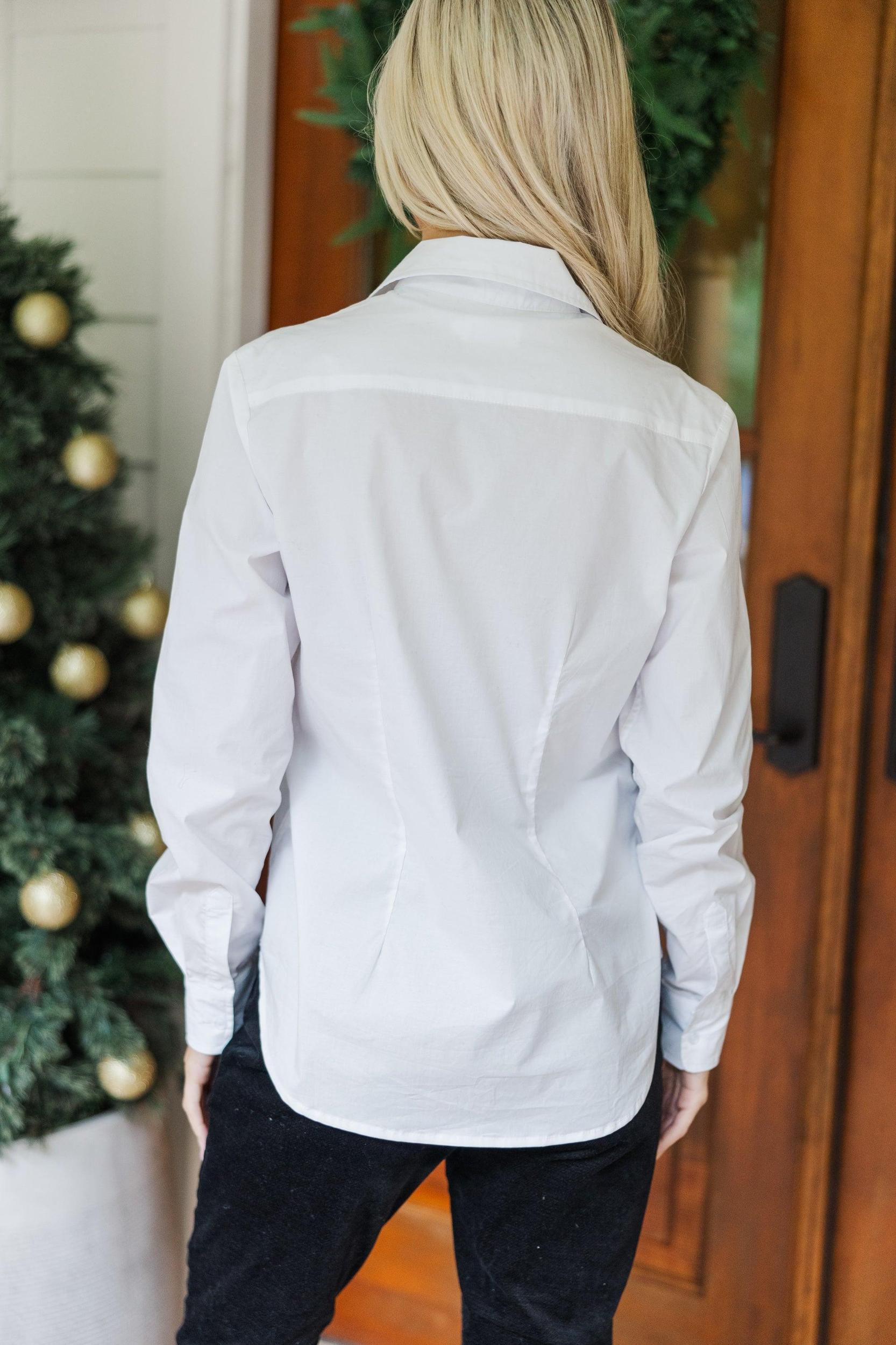 Just For You White Button Down Blouse Female Product Image