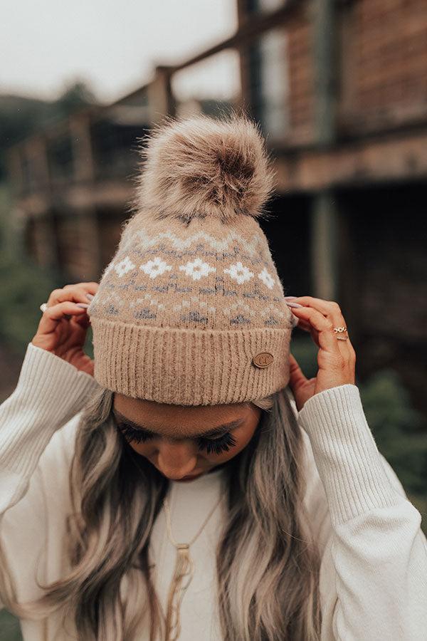 Colorado Cutie Faux Fur Pom Beanie in Iced Latte Product Image