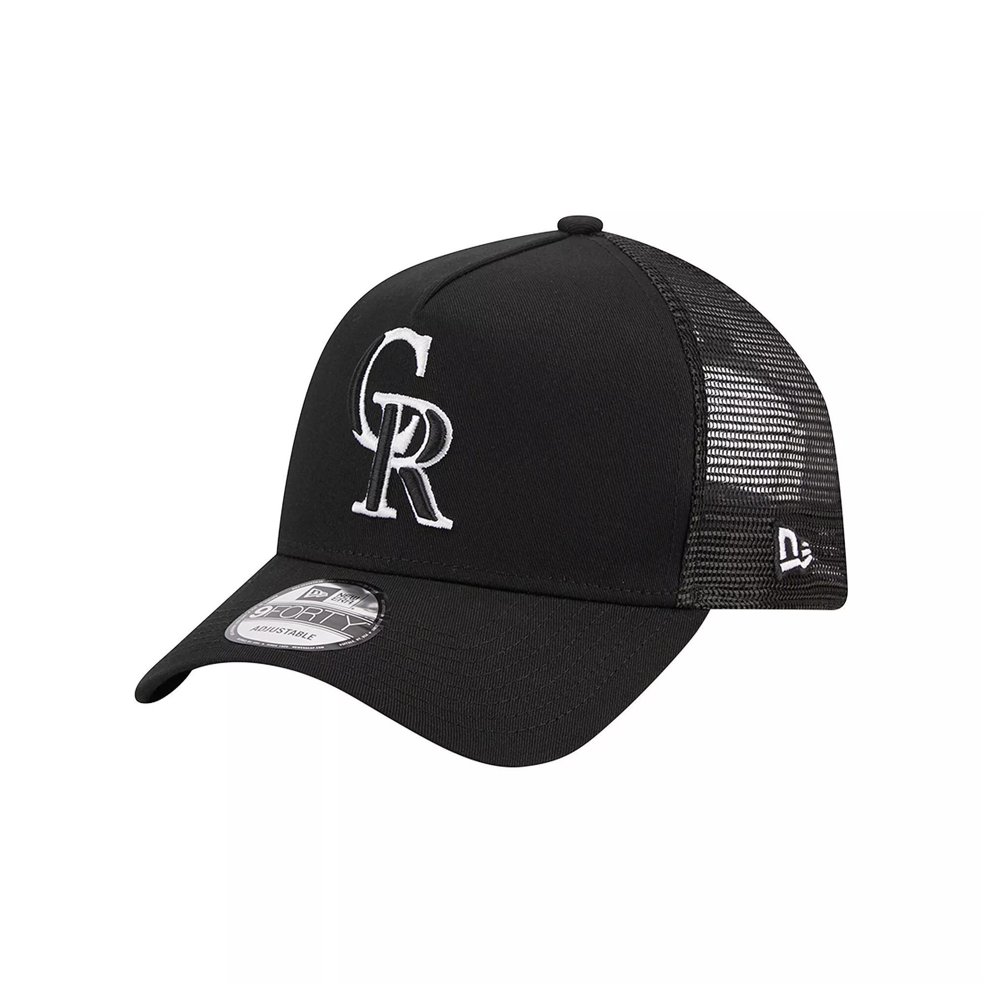 Men's New Era Black Colorado Rockies A-Frame 9FORTY Trucker Adjustable Hat Product Image