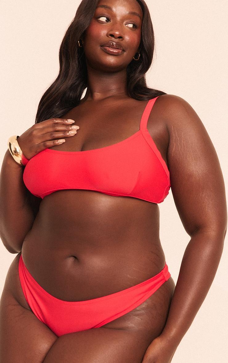 Plus Red Scoop Bikini Top Product Image