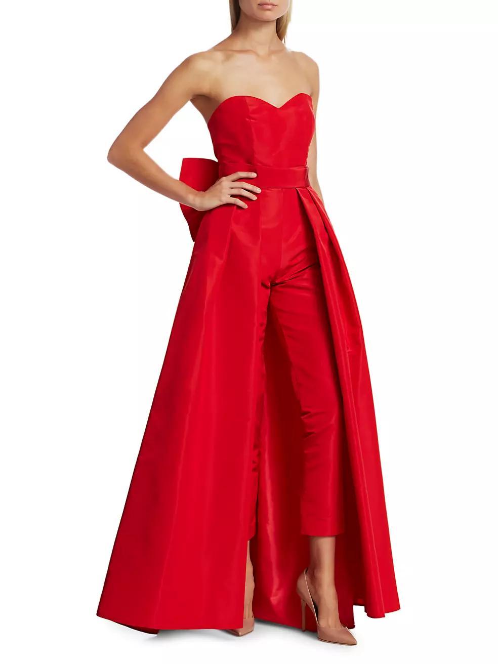 Convertible Bow-Embellished Silk Faille Jumpsuit Product Image