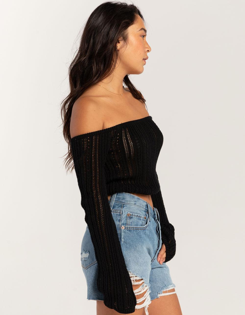 RSQ Womens Linear Stitch Off The Shoulder Sweater Product Image