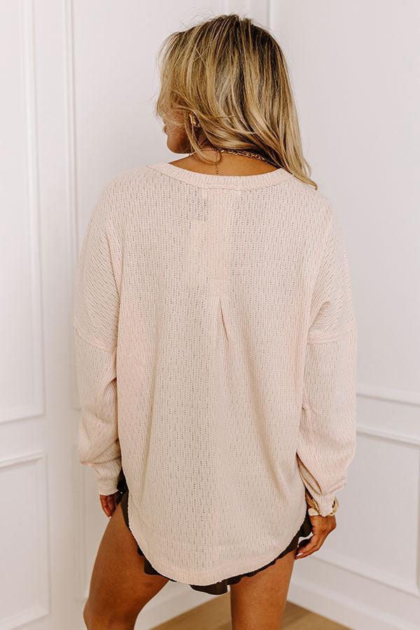 Breezy Times Oversized Henley Top In Cream Product Image