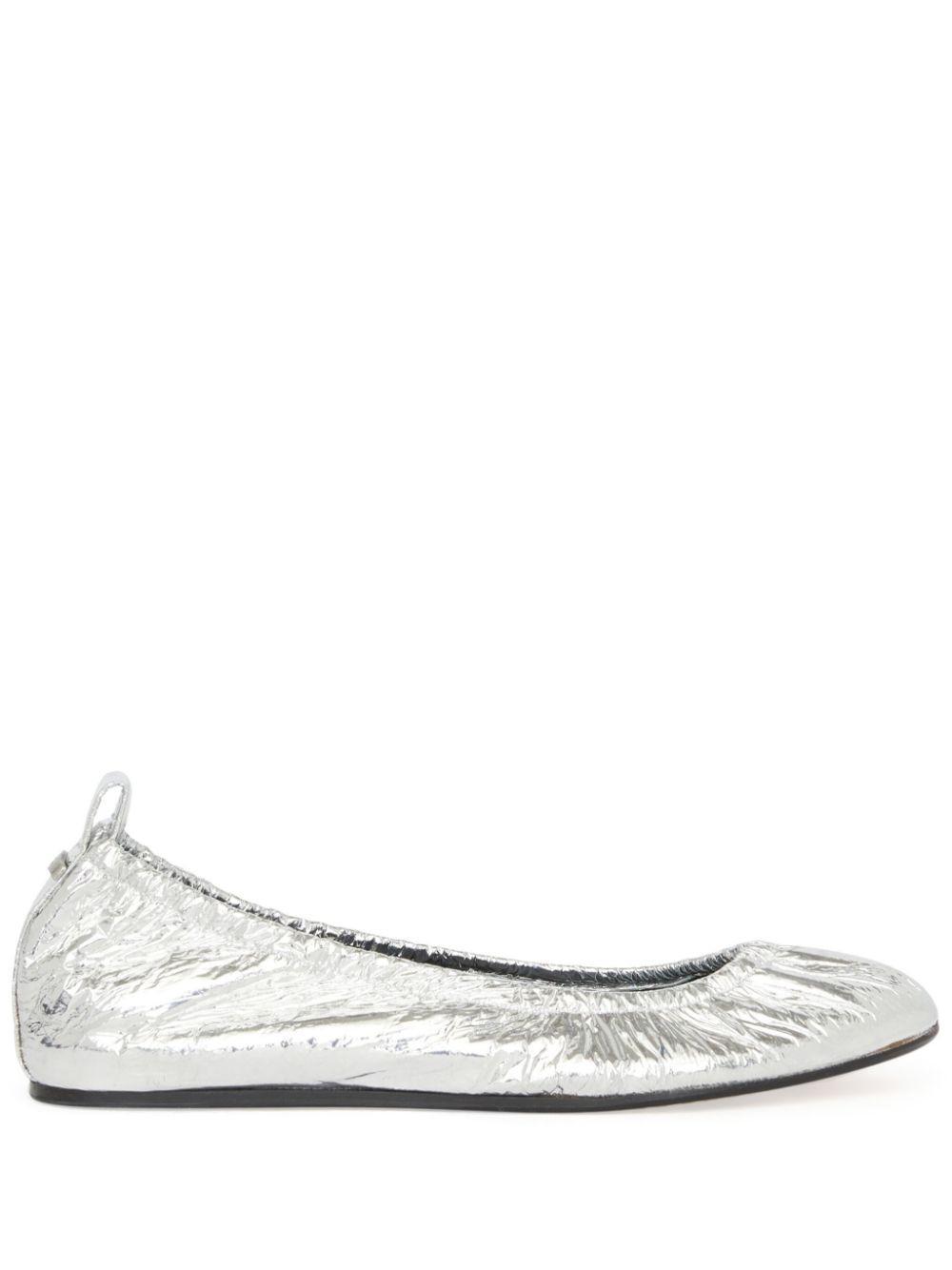 ISABEL MARANT Metallic Flat Ballerina Shoes In Silver Product Image