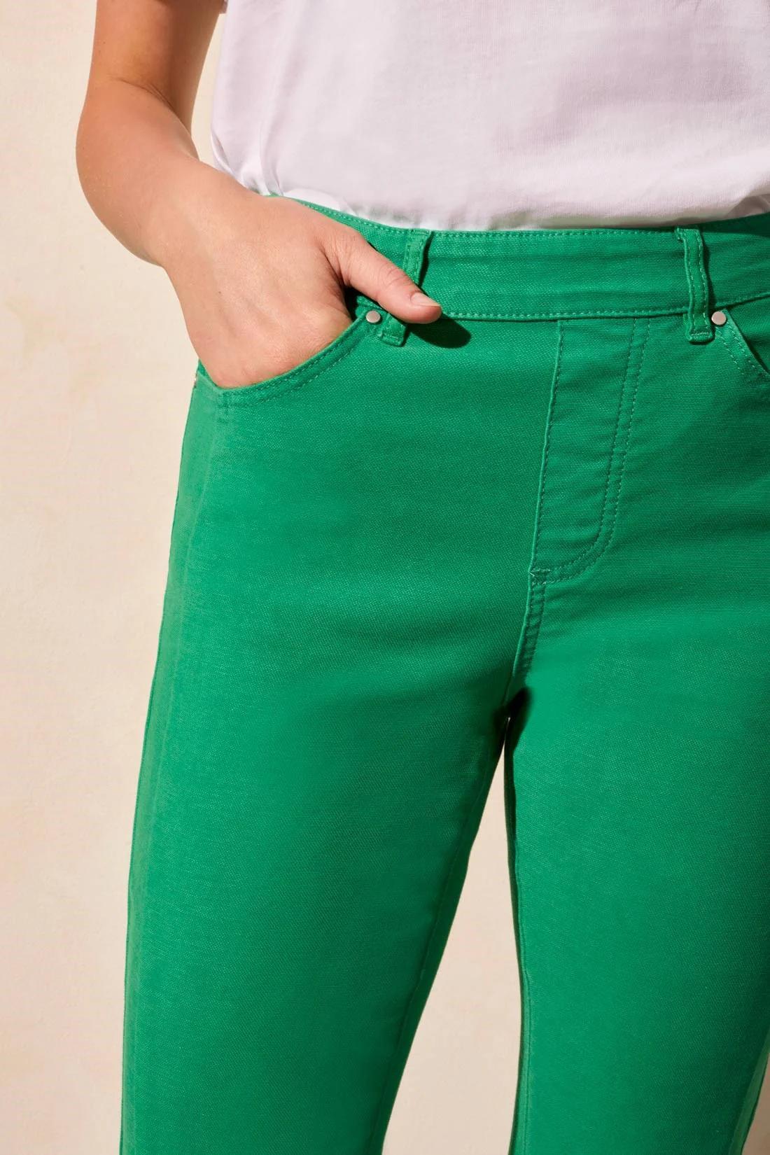 Stretch Cotton Pull-On Straight Leg Capris Product Image