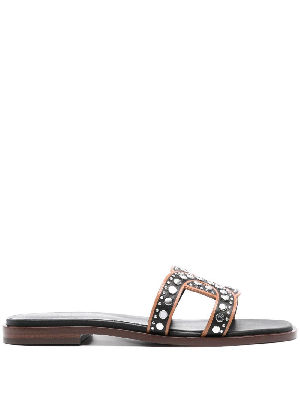 TOD'S Leather Flat Sandals In Multicolor Product Image