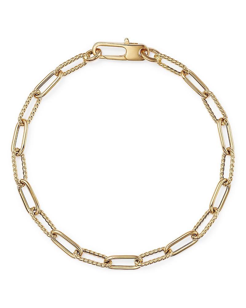 Womens 18K Yellow Gold Polished & Fluted Paper Clip Chain Bracelet Product Image